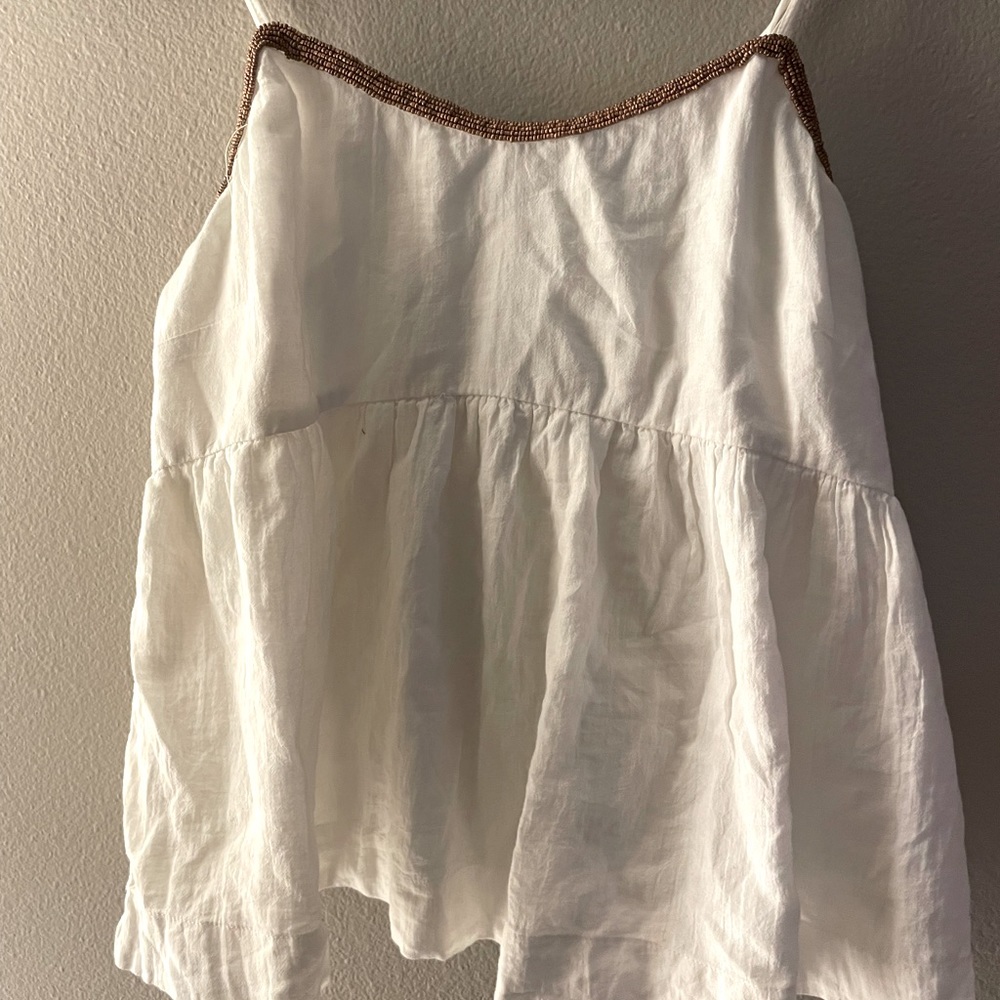 Treasure & Bond linen top with copper bead detail